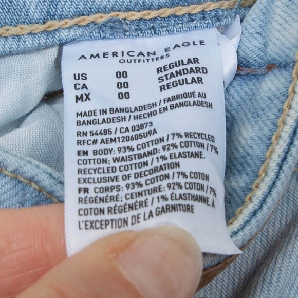 American Eagle Distressed Highest Rise Mom Jeans Women's Size 00 Regular - Picture 7 of 8